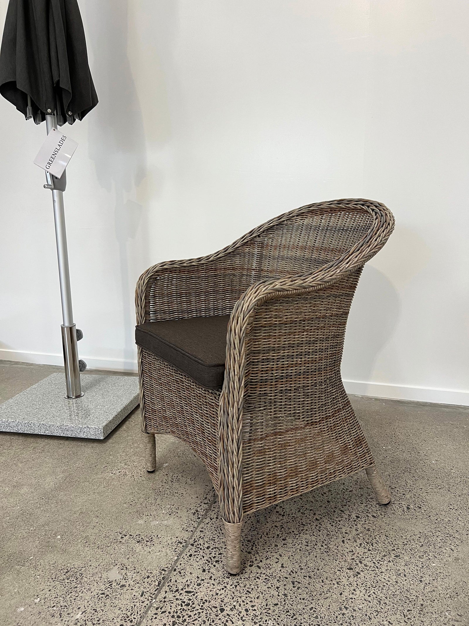 Piha Outdoor Chair - Natural Wicker/Charcoal Cushion