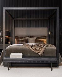 Artwood Princetown Leather Bench - Mountain Black