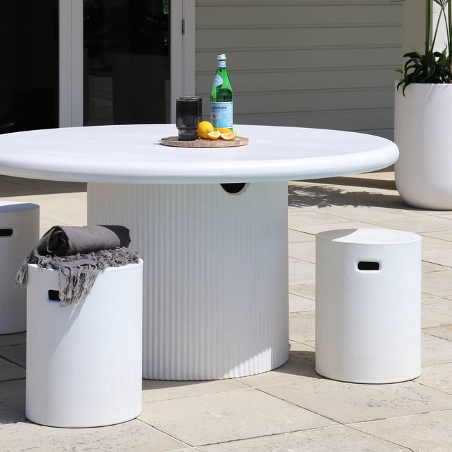 Pula Round Concrete Outdoor Table - 1500 - White