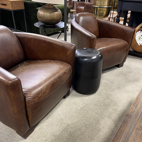 Halo Rocket Leather Armchair - Vintage Cigar