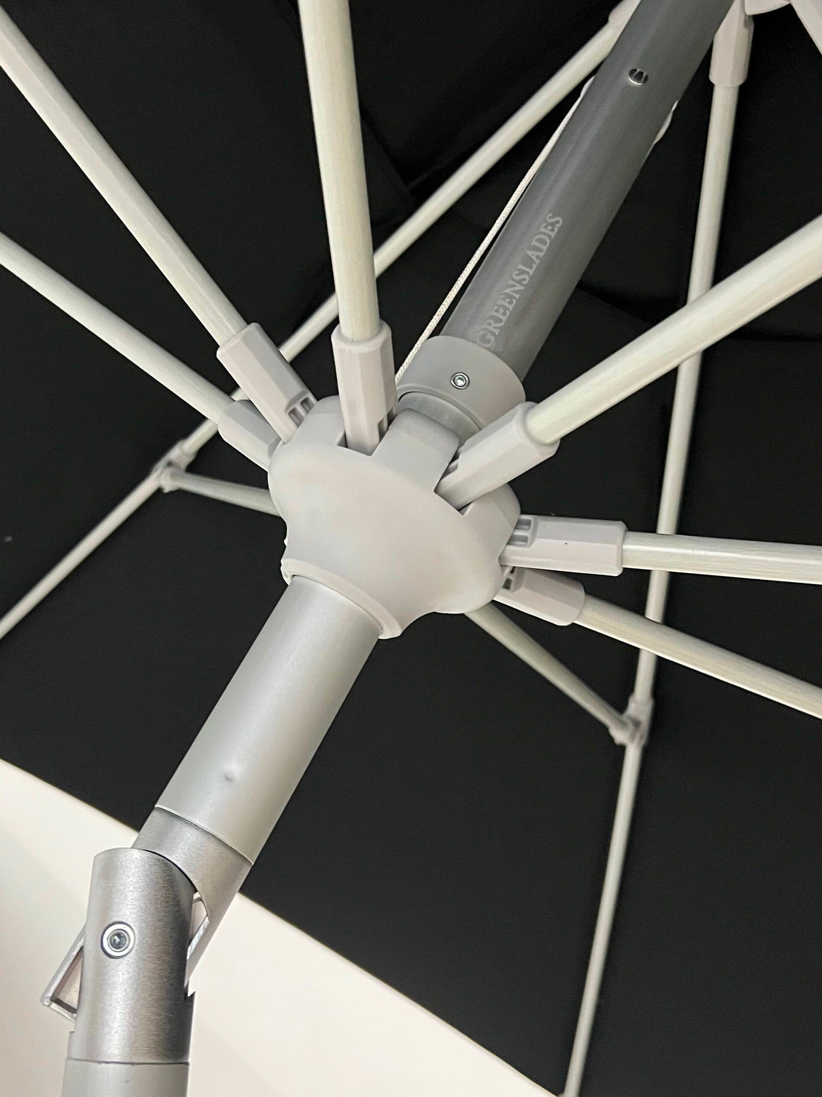 Greenslades Remy Tilting Outdoor Umbrella - Fibreglass Arms - 2.7m Octagonal - Black