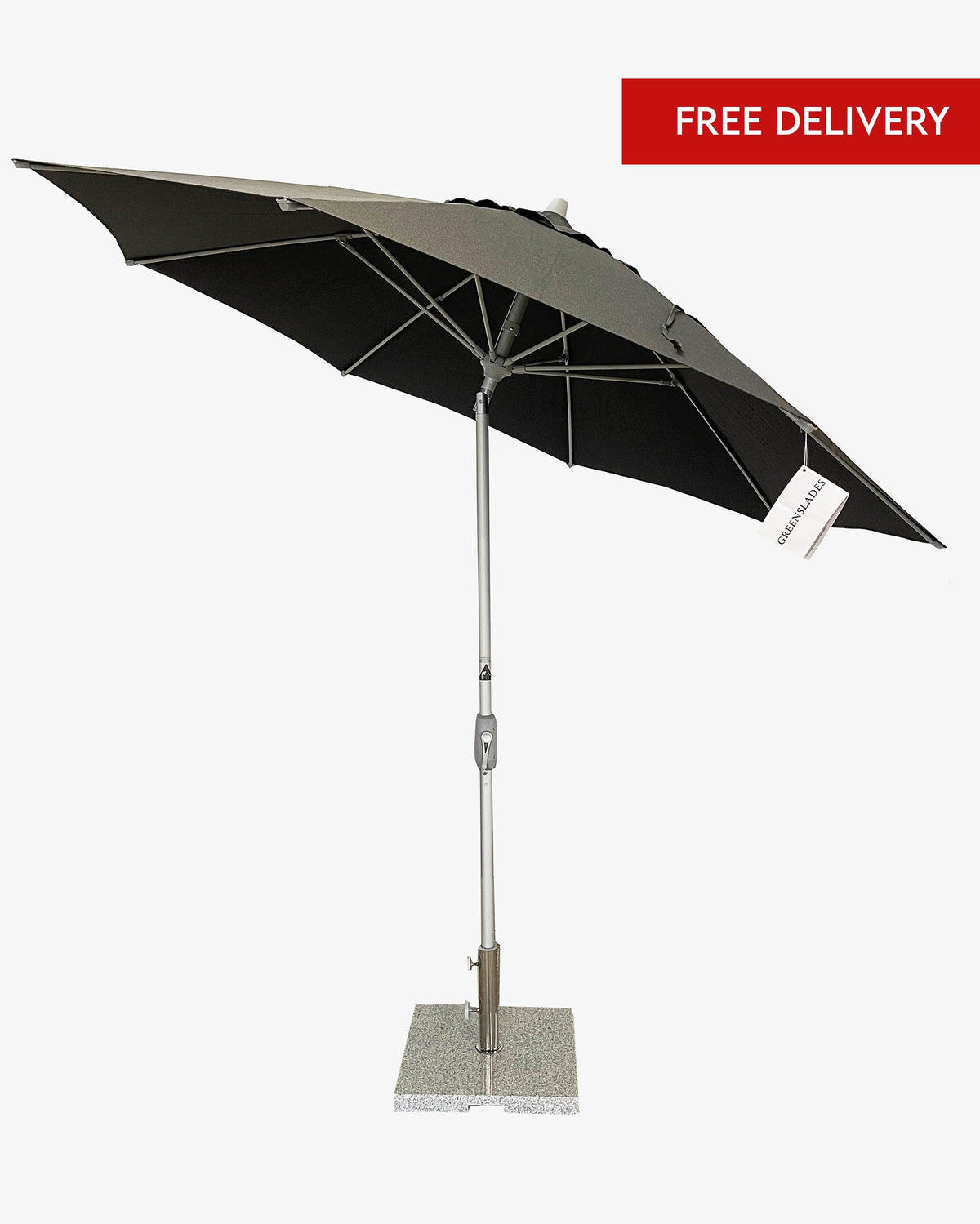 Greenslades Remy Tilting Outdoor Umbrella - Fibreglass Arms - 2.7m Octagonal - Charcoal