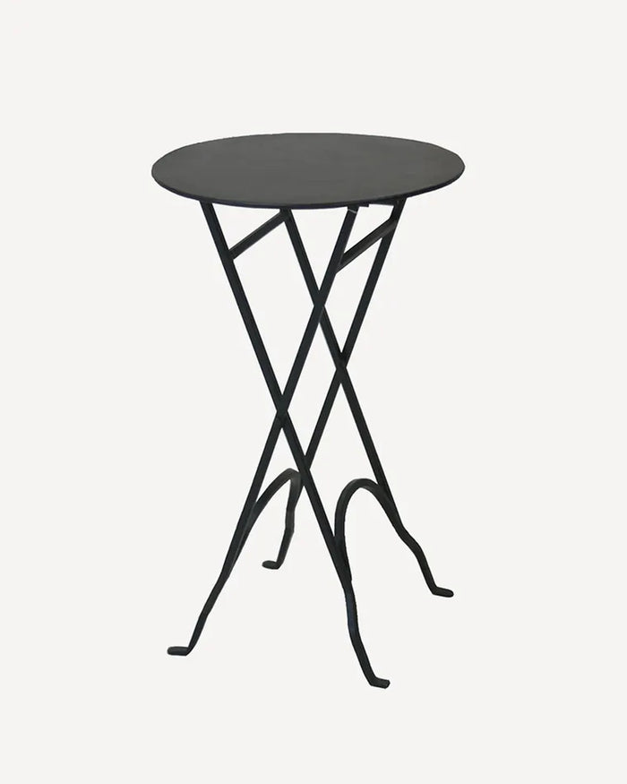 Round Black Folding Side Table