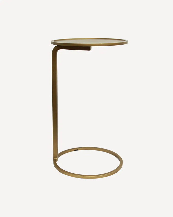 Small  Round Couch Side Table - Brass