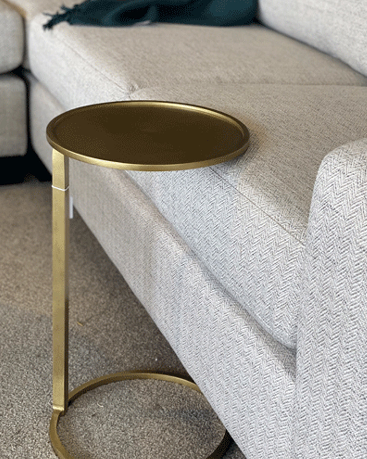 Small  Round Couch Side Table - Brass