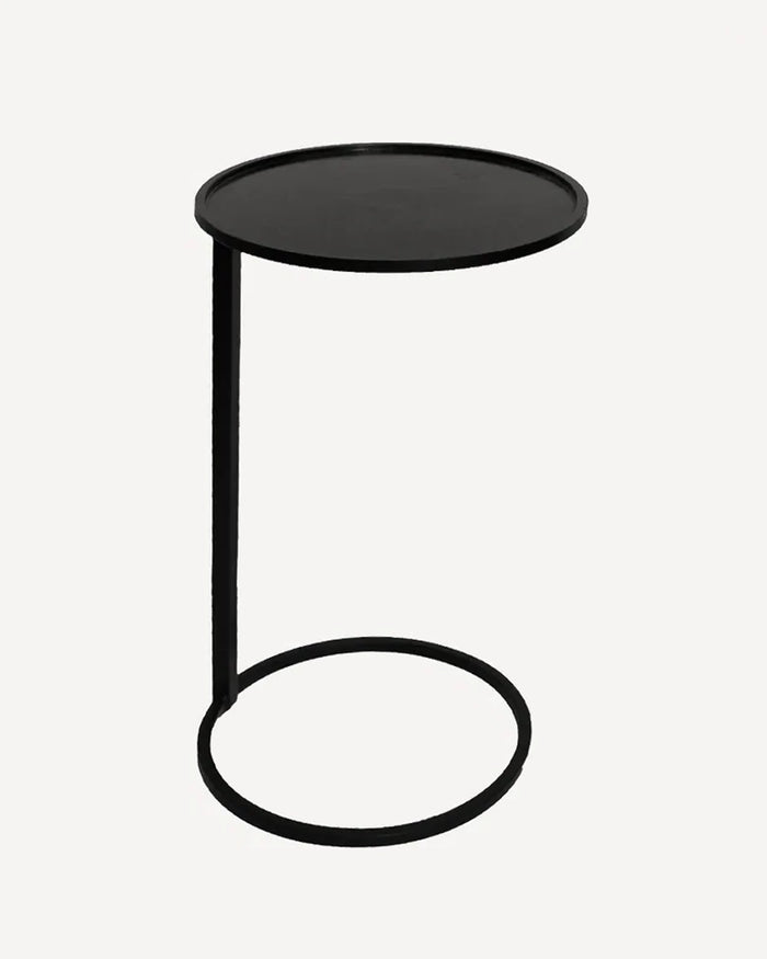 Small Round Couch Side Table - Black