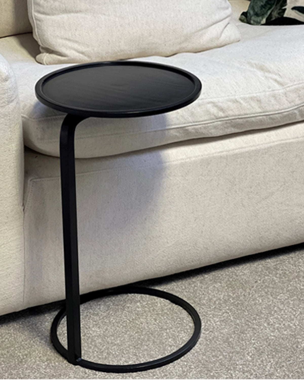 Small Round Couch Side Table - Black