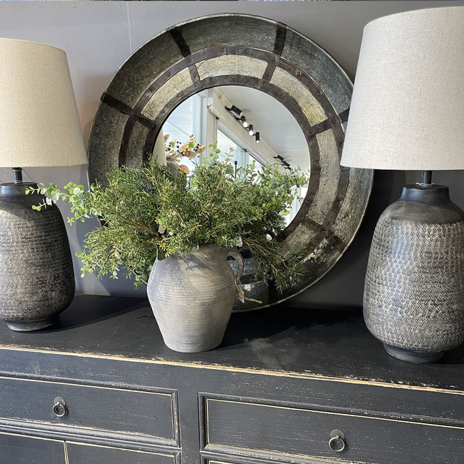 Antique Metal Round Mirror - 82cm