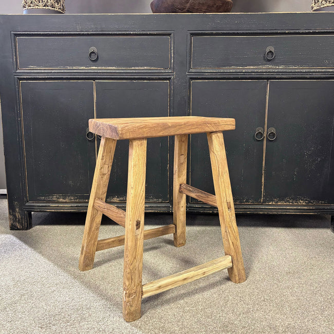Original Vintage Rustic Wooden Stool - Rectangle - Stool A