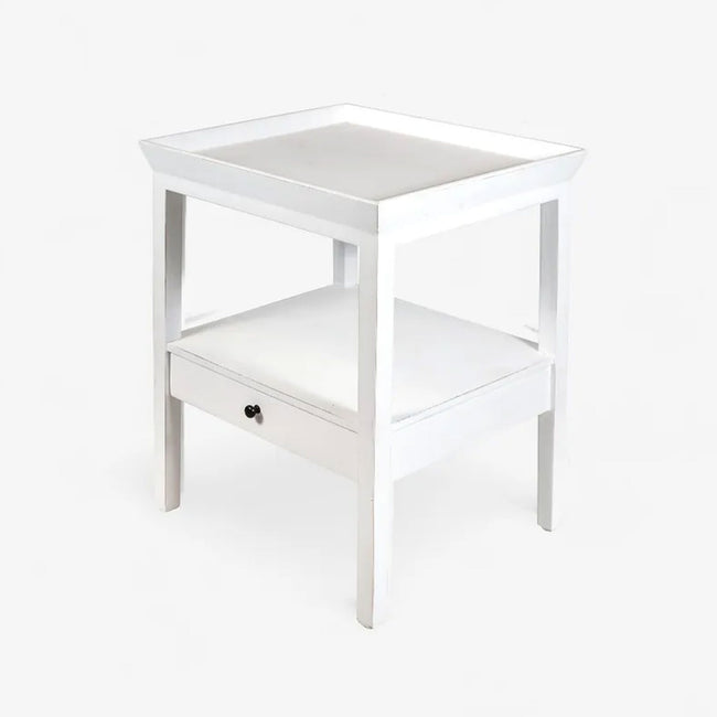 Santiago White Bedside Table