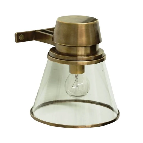Saville Glass Wall Lamp in Antique Brass