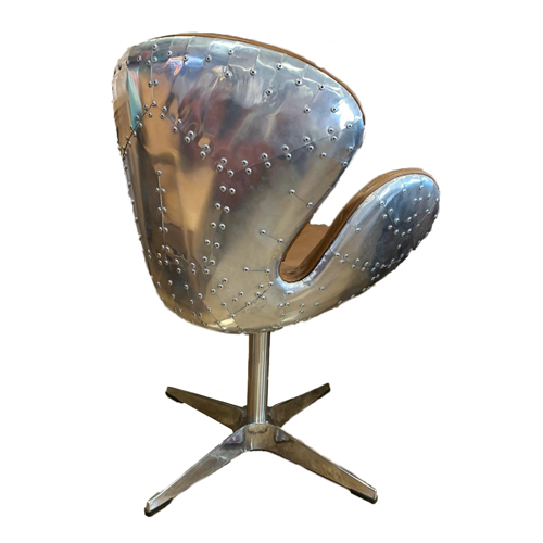 Simbra Leather Swivel Chair - Tan & Aluminium