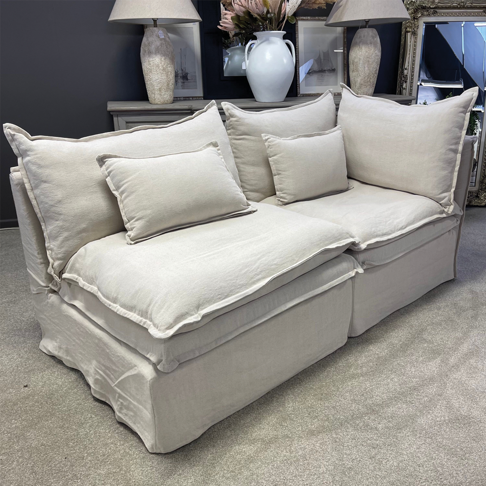St Lucia Linen Slipcover Modular Sofa - 1 Seater Middle - Natural