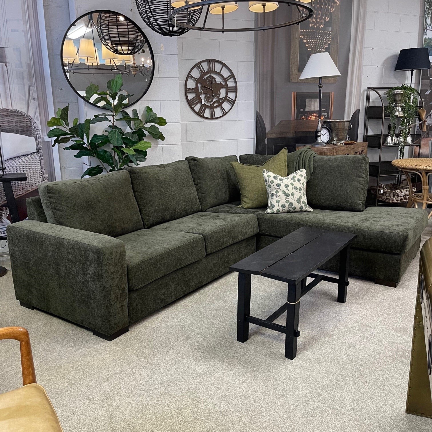 Bellamy Seater with Corner Chaise Poker Fabric NZ Made