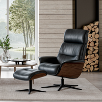 IMG Space 5300 Recliner Chair & Footstool - Trend Leather + Walnut