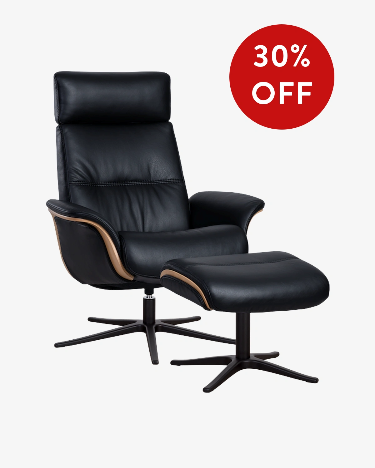 IMG Space 5100 Recliner Chair & Footstool - Trend Leather + Oak