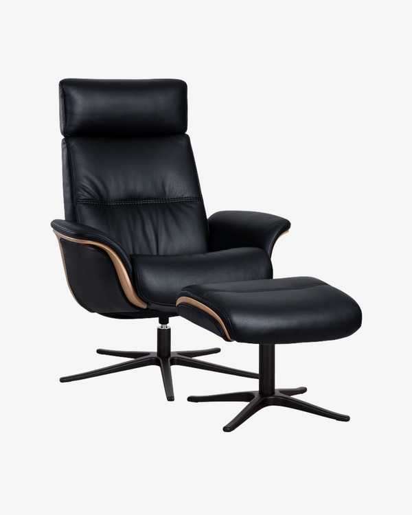 IMG Space 5100 Recliner Chair & Footstool - Trend Leather + Oak