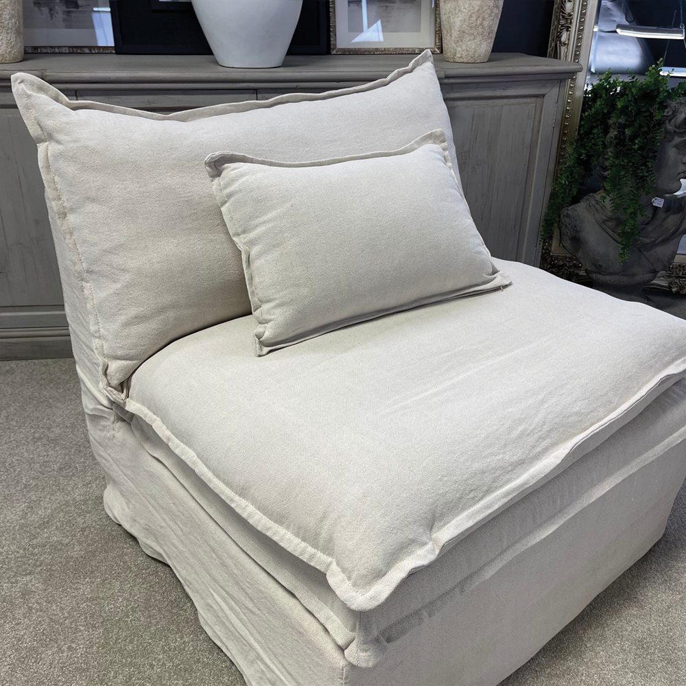 St Lucia Linen Slipcover Modular Sofa - 1 Seater Middle - Natural