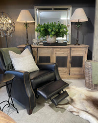 Stamford Leather Recliner Chair - Aged Black Leather