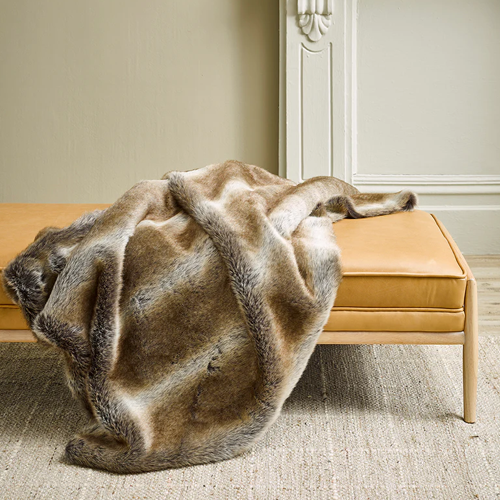 Heirloom NZ Made Faux Fur Throw 150x180cm Striped Elk Greenslades