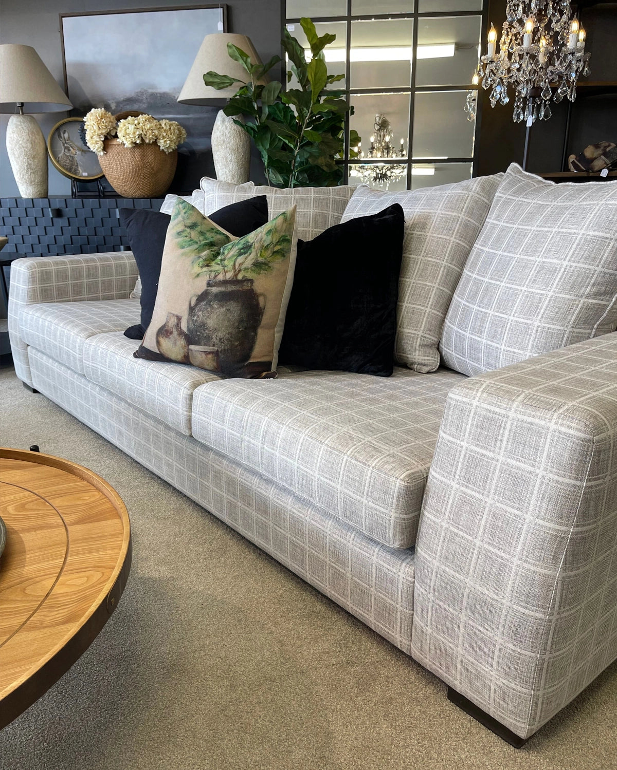 Sutcliffe 3.5 + 2.5 Seater Lounge Suite - Light Check - NZ Made