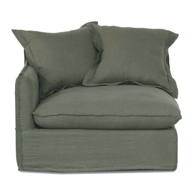 Ottawa Slipcover Modular Sofa - Left Corner - Olive Belgium Linen