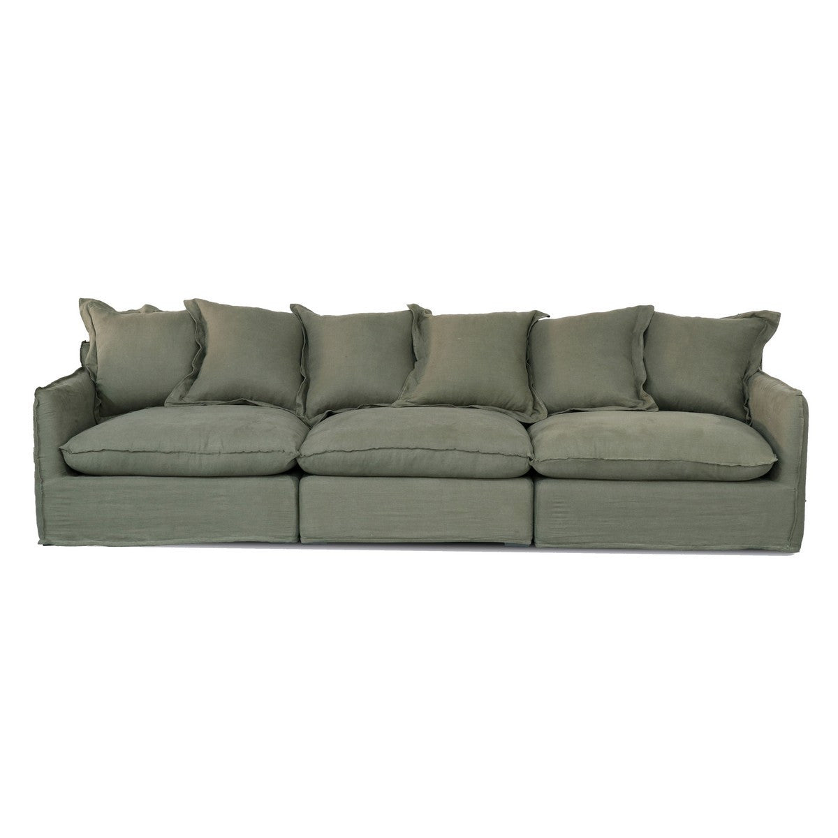 Ottawa Slipcover Modular Sofa - Middle - Olive Belgium Linen