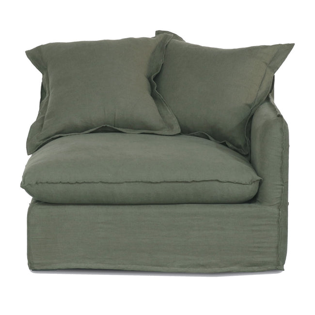 Ottawa Slipcover Modular Sofa - Right Corner - Olive Belgium Linen