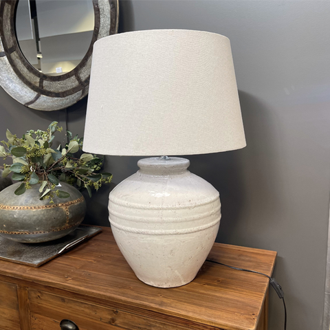 Saville Tall Urn Lamp in Dark Bronze + Shade