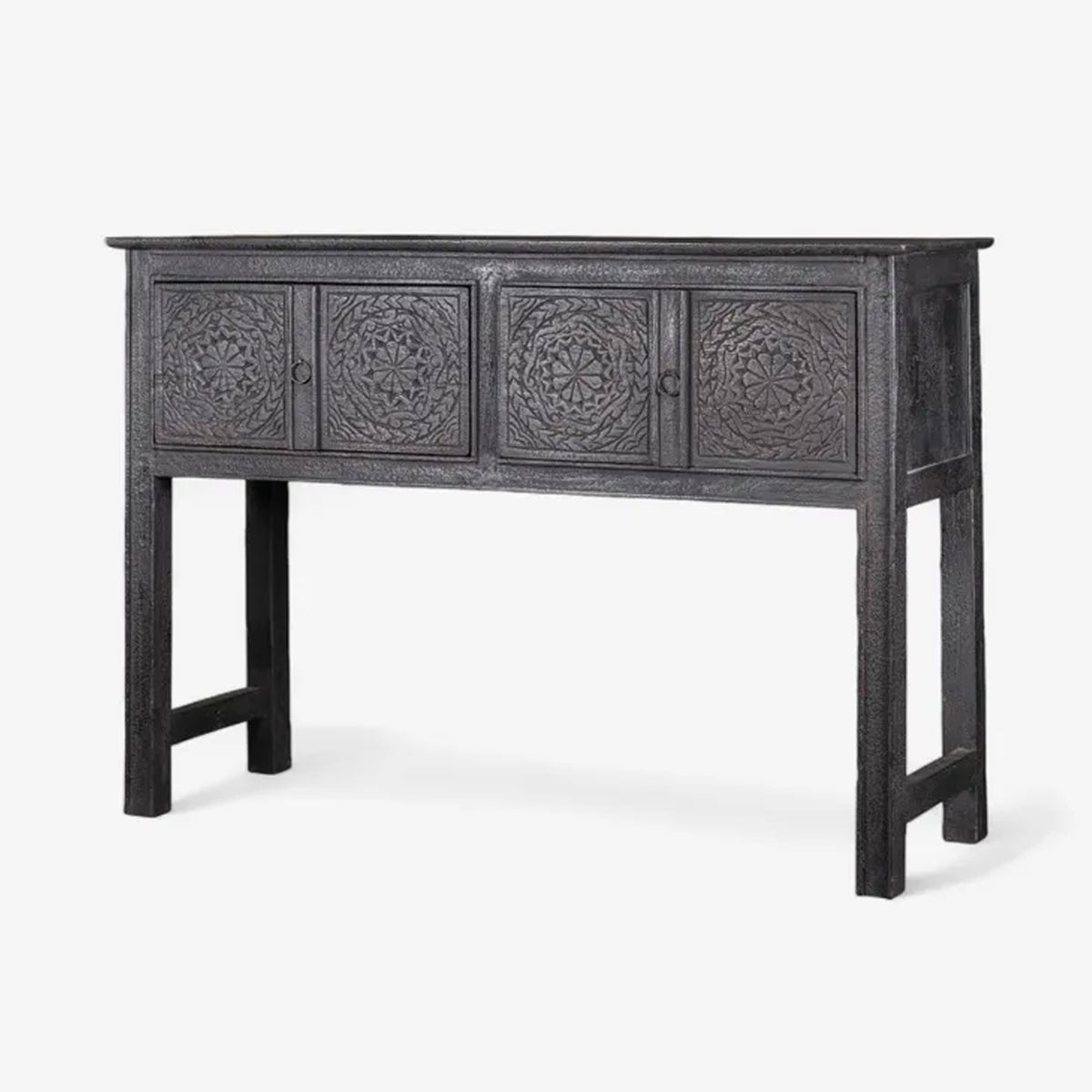 Theron Carved Wooden Console Black