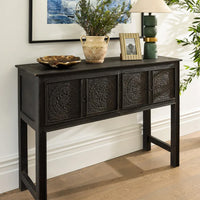 Theron Carved Wooden Console Black