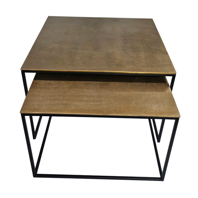 Toronto Nest of 2 Square Coffee Tables - Antique Brass