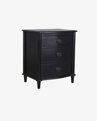Florence Bedside Table - 3 Drawer - Black