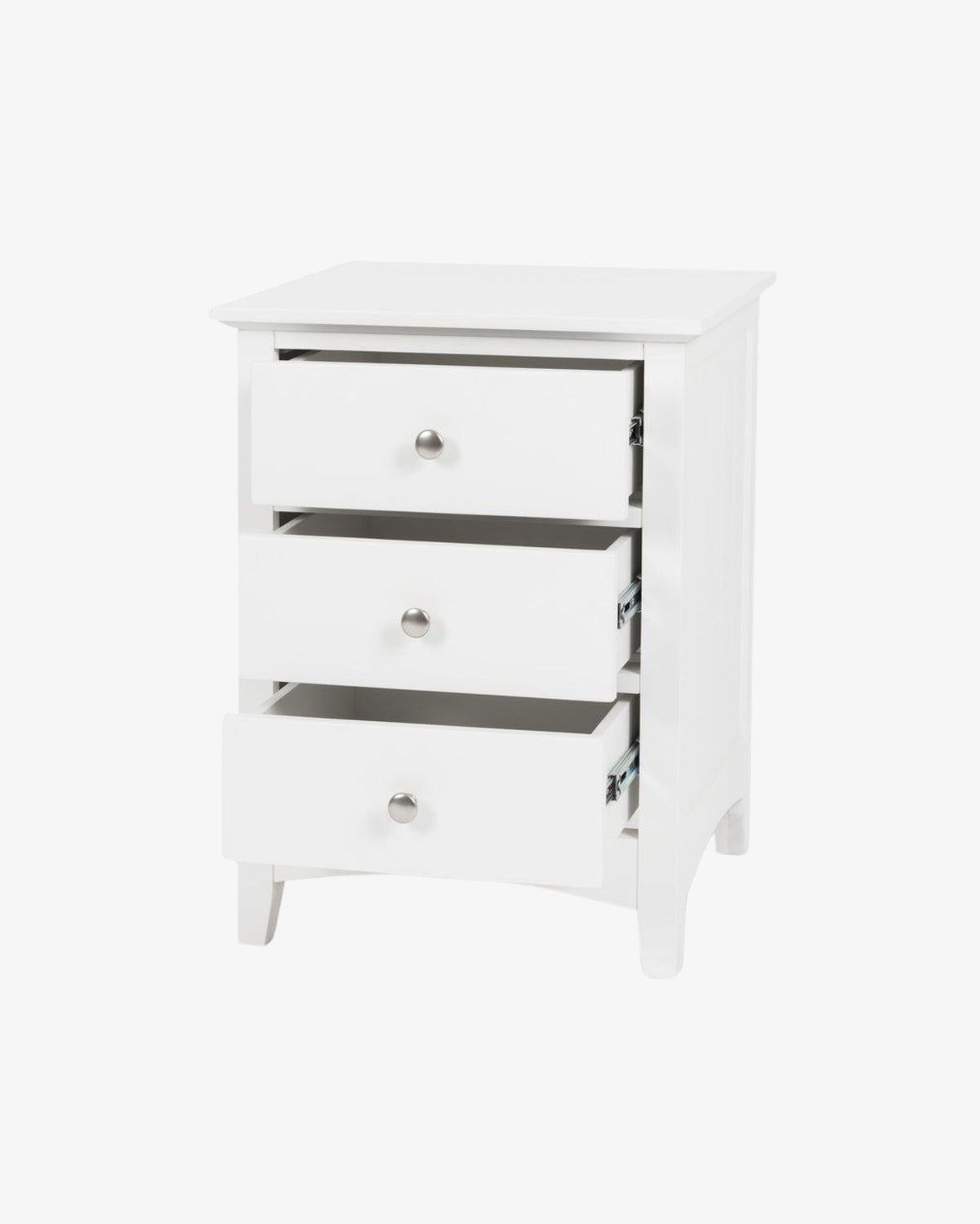 Casey White Bedside Table - 3 Drawer