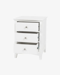 Casey White Bedside Table - 3 Drawer