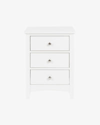 Casey White Bedside Table - 3 Drawer