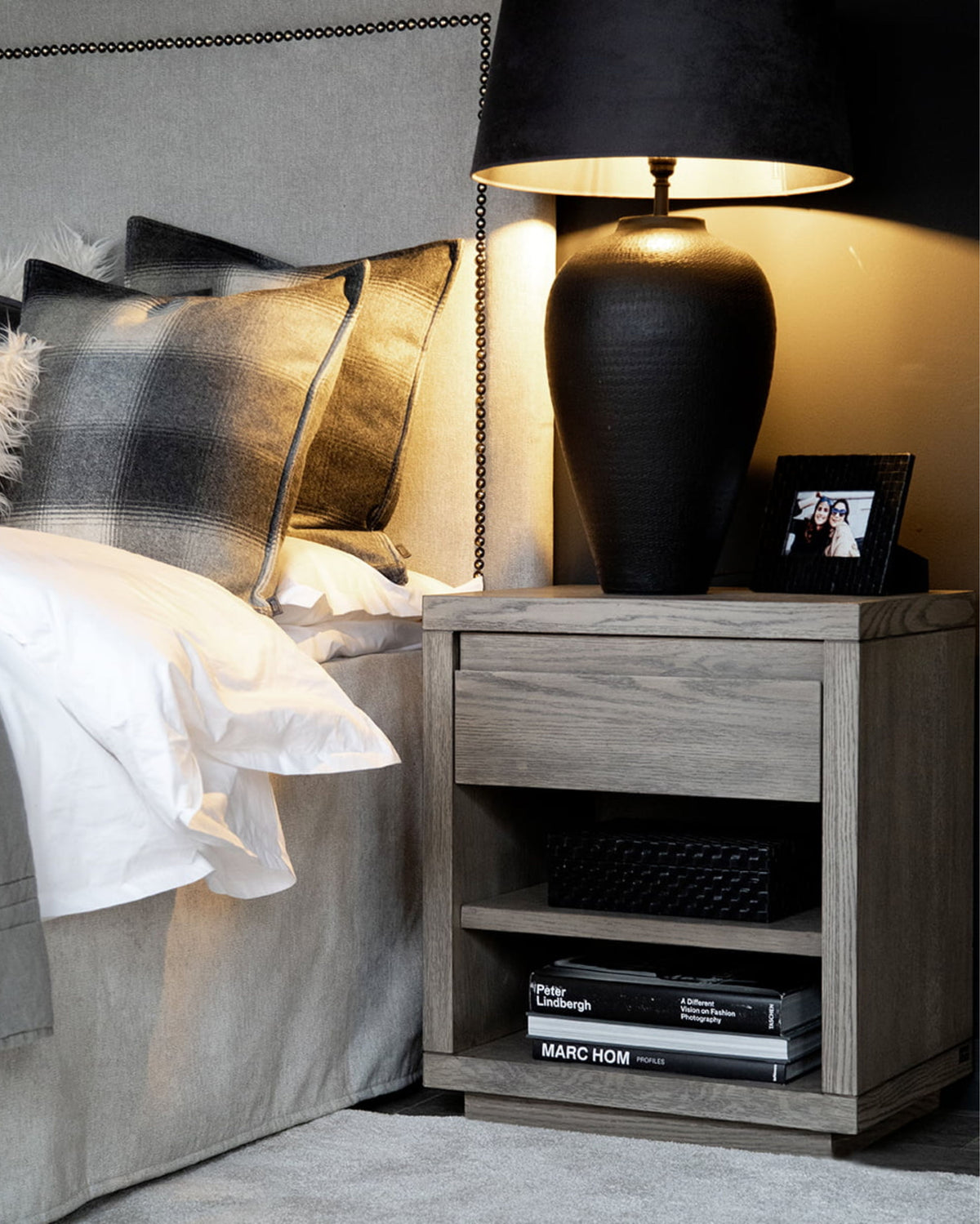 Artwood Hunter Bedside Table - Antique Grey