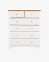 Hudson White Bedroom Drawers - 6 Drawer