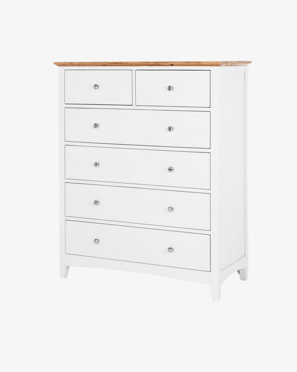 Hudson White Bedroom Drawers - 6 Drawer