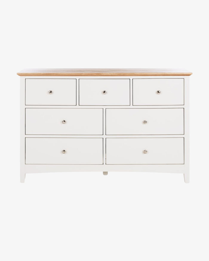 Hudson White Bedroom Drawers - 7 Drawer