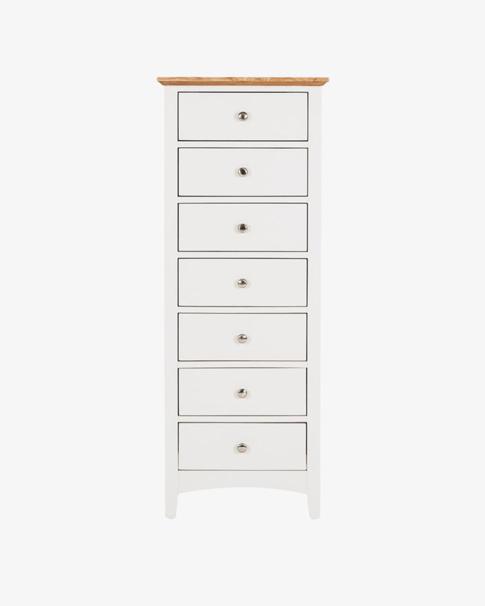 Hudson White Bedroom Drawers - Slim