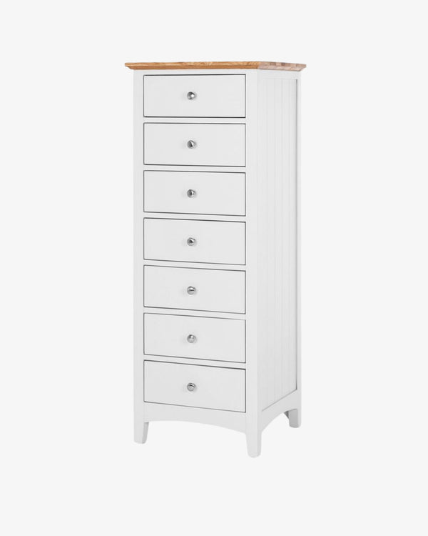 Hudson White Bedroom Drawers - Slim