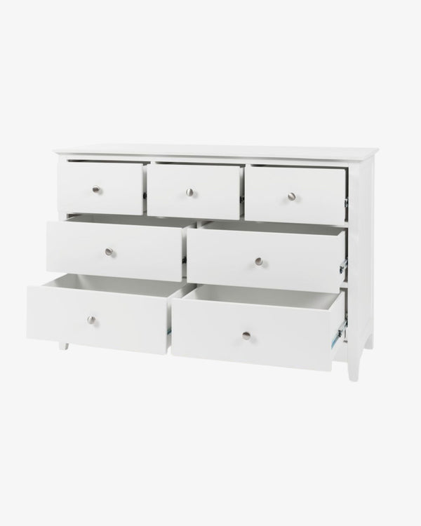 Casey White Bedroom Drawers - 7 Drawer