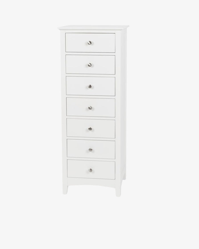 Casey White Bedroom Drawers - Slim