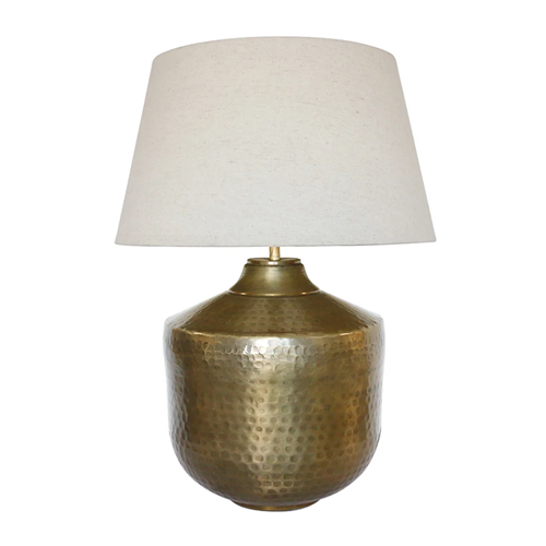 Urn Lamp in Antique Brass Finish + Shade