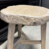 Original Vintage Rustic Wooden Stool - Round - Stool A