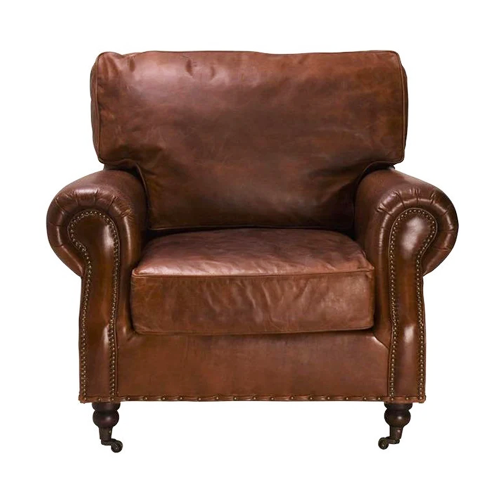 Winslow Leather Armchair - Aged Brown