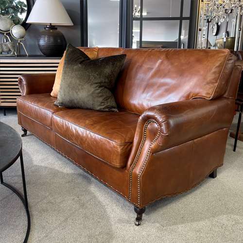 Winslow Leather 3 Seater Sofa - Aged Brown