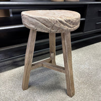 Original Vintage Rustic Wooden Stool - Round - Stool C