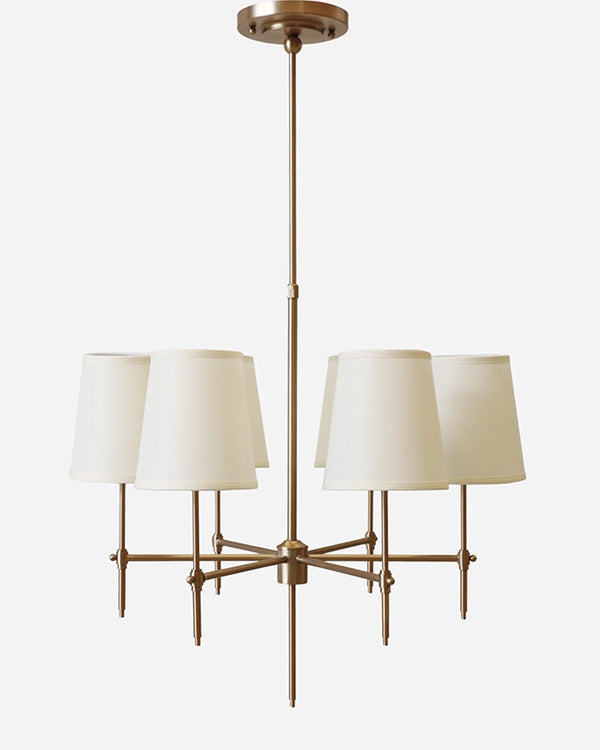 New York 6 light Chandelier - Antique Brass Finish